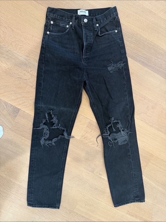 Agolde Denim - Agolde Black Distressed Slim Straight Men's Jeans